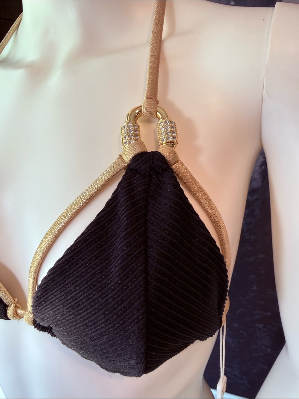 Beach bunny Gold-Trim Black Triangle Bikini Top - Picture 4 of 10